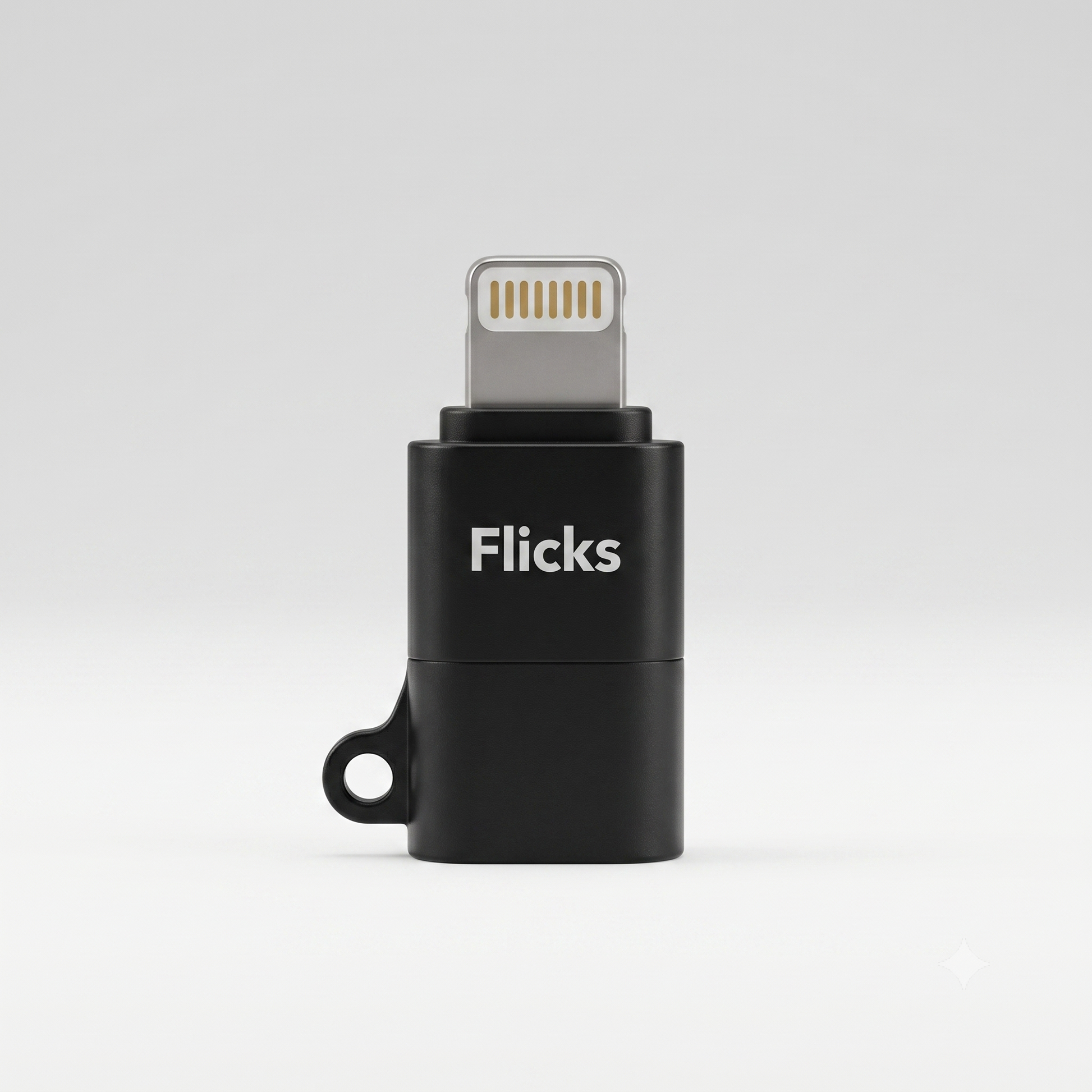 Flicks USB-C til Lightning adapter sat på det medfølgende USB-C kabel